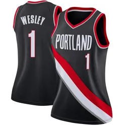Blake Wesley Portland Trail Blazers Women's Swingman Jersey - Icon Edition - Black