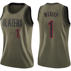 Blake Wesley Portland Trail Blazers Women's Swingman Salute to Service Jersey - Green