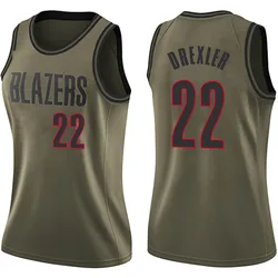 Clyde Drexler Portland Trail Blazers Women's Swingman Salute to Service Jersey - Green