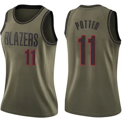 Micah Potter Portland Trail Blazers Women's Swingman Salute to Service Jersey - Green