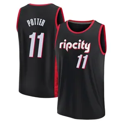 Micah Potter Portland Trail Blazers Youth Fast Break 2021/22 Replica City Edition Jersey - Black