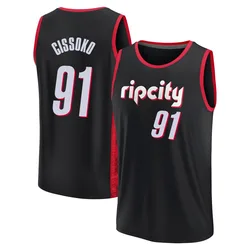 Sidy Cissoko Portland Trail Blazers Men's Fast Break 2021/22 Replica City Edition Jersey - Black