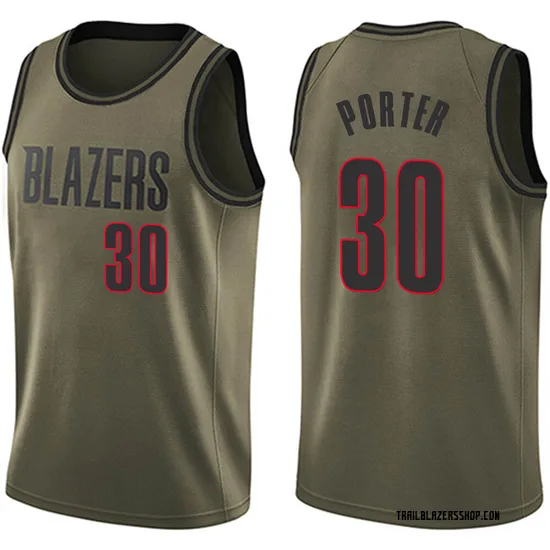 Terry Porter Portland Trail Blazers Youth Swingman Salute to Service Jersey - Green